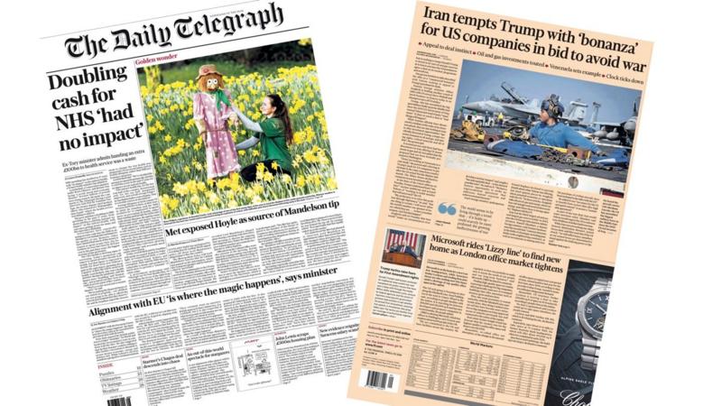 The Papers: 'Met exposed Hoyle' and 'Iran tempts Trump'