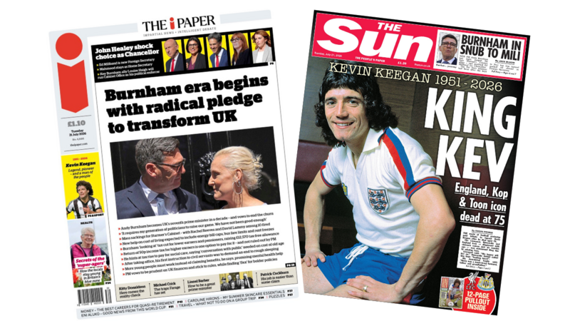 The Papers: 'Burnham era begins' and 'King Kev'