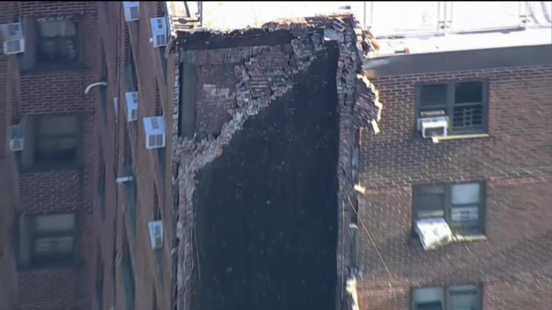 Aerial footage shows partial collapse of Bronx apartment building