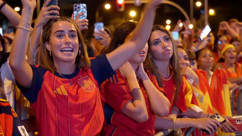 Moment fans in Madrid celebrate World Cup win