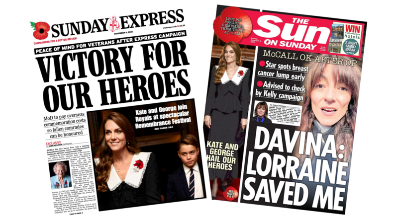 The Papers:  'Victory for our heroes' and 'Davina: Lorraine saved me'