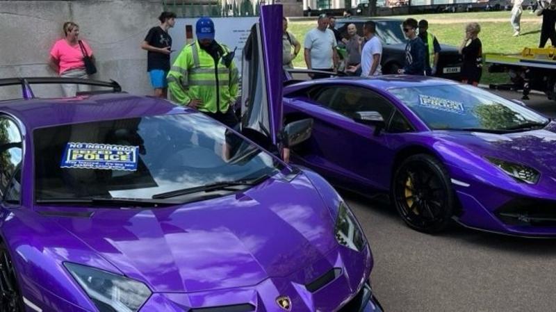 Dozens of luxury cars, including twin Lamborghinis, seized in London