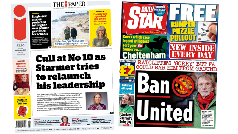 The Papers: 'Cull at No 10' and 'Ban United'