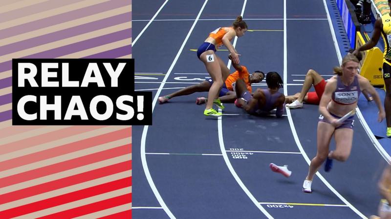 'Wowzer!' - Shoes fly and athletes collide in mixed relay