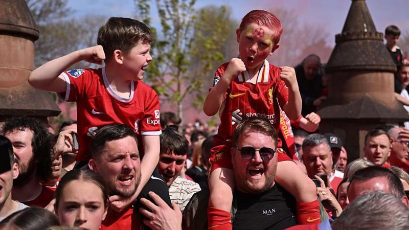 Liverpool fans gather ahead of the game