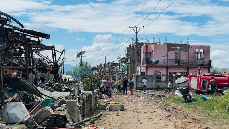 Blast kills dozens in rebel-held village in Myanmar