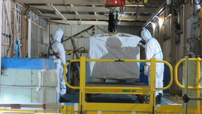 Removal of concrete block from pit in Dounreay Fast Reactor site