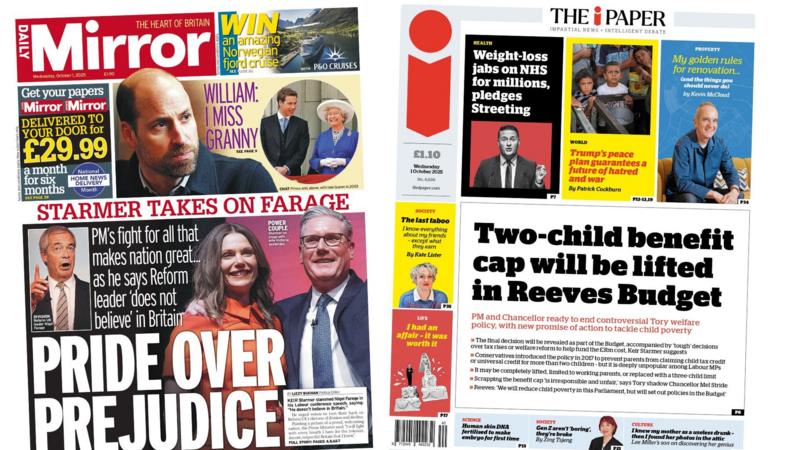 The Papers:  'Starmer takes on Farage' and 'Two-child benefit cap will be lifted'