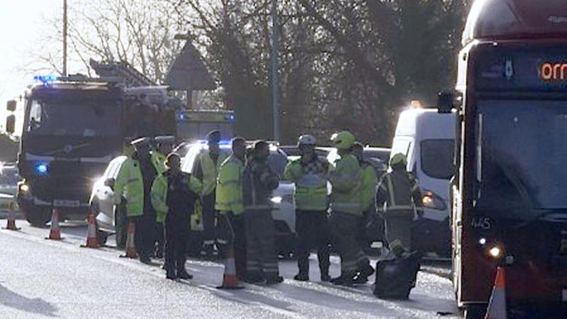 School coach crashes in icy conditions as 18 injured