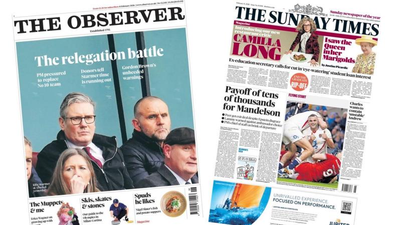 The Papers: 'Pay off for Mandelson' and 'relegation battle'