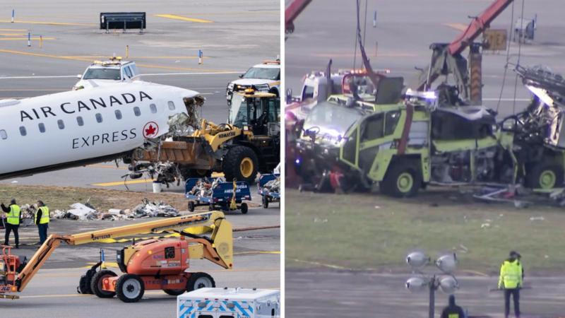 Plane and firetruck removed from runway after LaGuardia crash