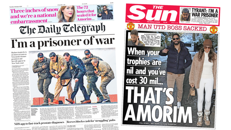 The Papers: 'I'm a prisoner of war' says Maduro and 'that's Amorim'