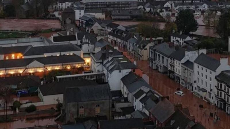 Watch: Aerial footage shows devastating scenes caused by flooding in Wales