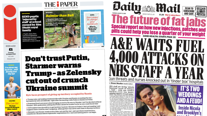 The Papers: 'Don't trust Putin' and 'Two weddings and a feud'