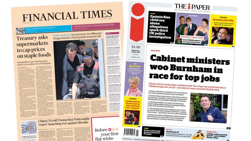 The Papers:  'Cap prices on staple foods' and 'Strictly's triple twist'