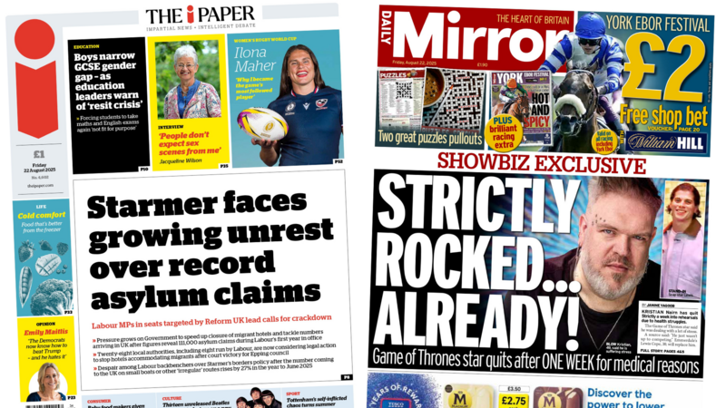 'Record asylum claims' and 'Strictly rocked'