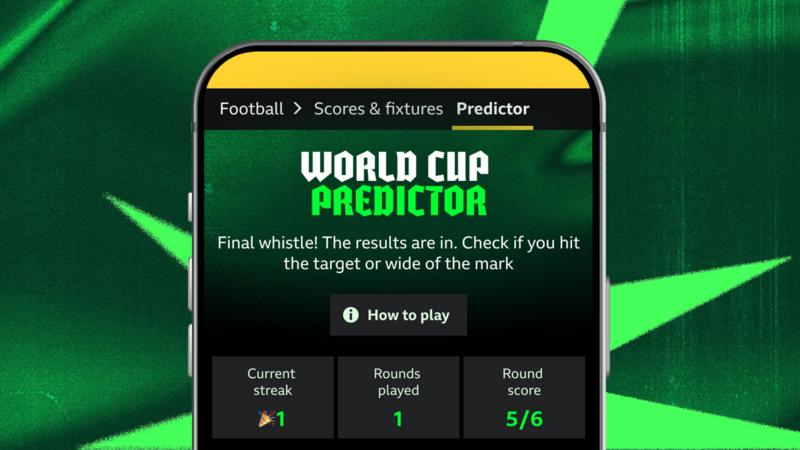 Play BBC Sport's new World Cup predictor game