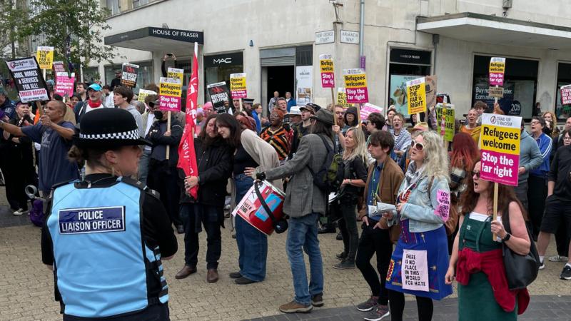 Hundreds attend national protests in Plymouth, Exeter and Truro - BBC News