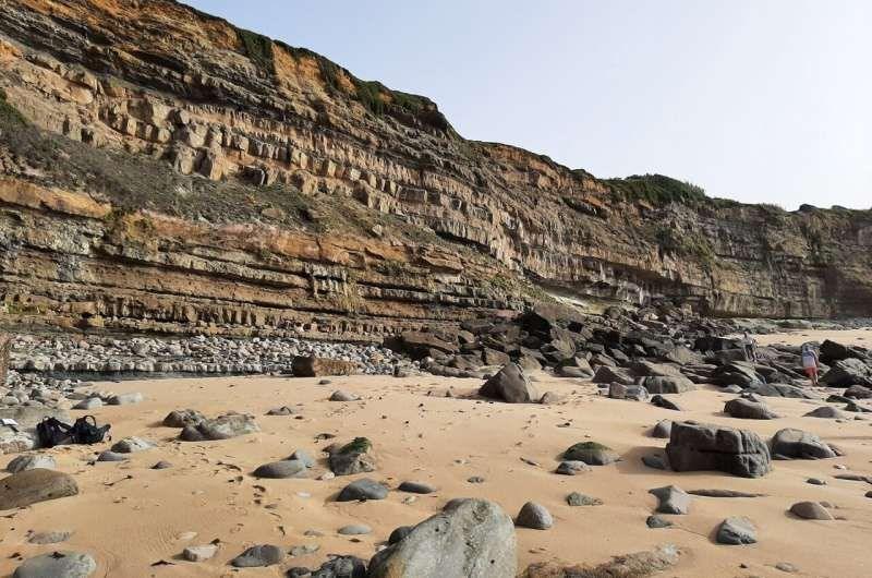 old layers of mud and sand called sediments in Portugal.