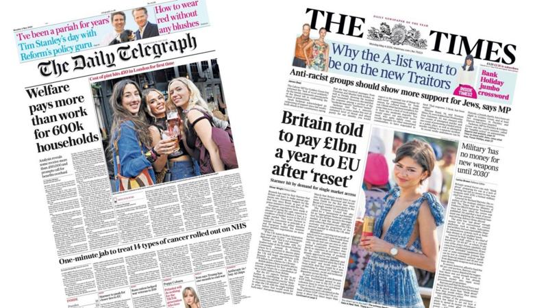 The Papers: 'No money for new weapons' and 'Cost of pint hits £10'