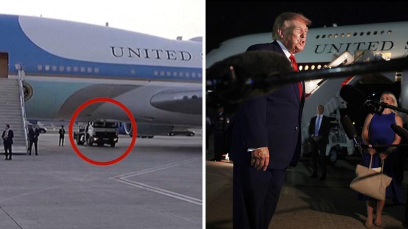 Watch: Trump tells reporters why he switched planes
