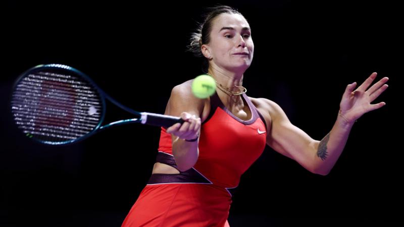 Sabalenka roars past Gauff to join Pegula in WTA Finals last four