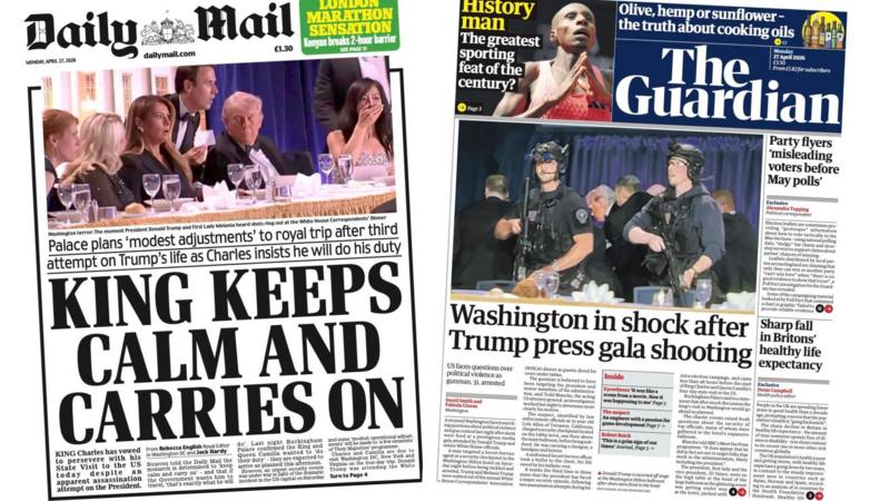 The Papers: 'Washington in shock' and 'King keeps calm'