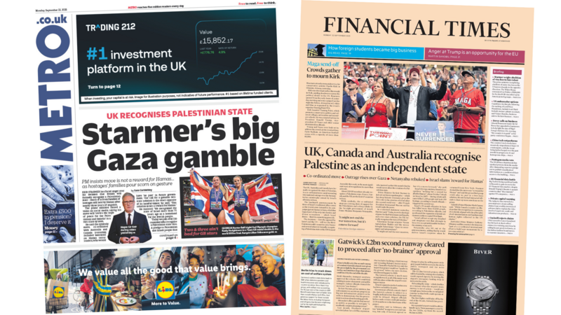 'Starmer's big Gaza gamble' and 'Maga send-off'