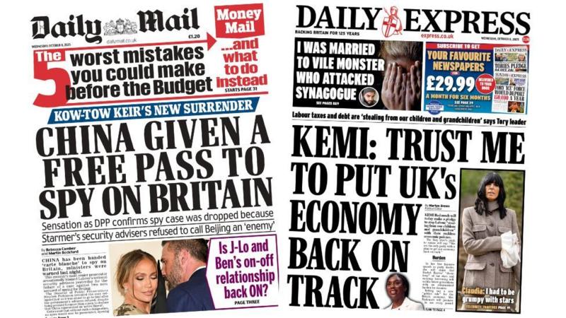 The Papers: 'China given a free pass' and 'Kemi: trust me'