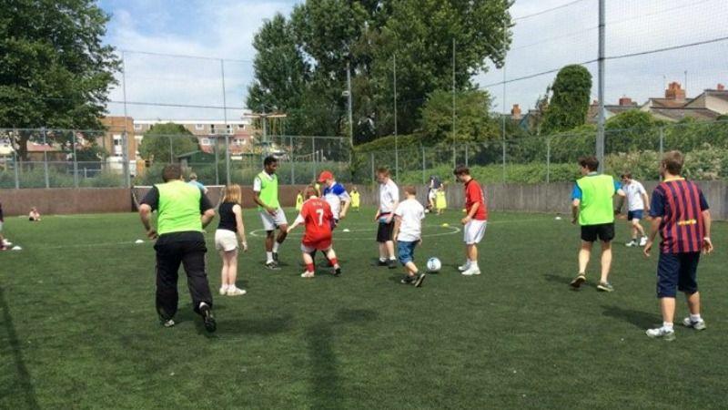 Players training on a pitch