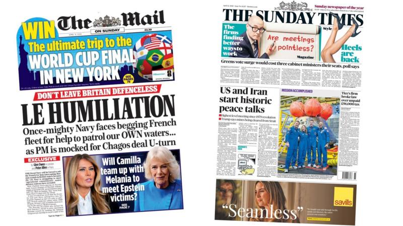 The Papers: 'Le Humiliation' and 'US and Iran start historic peace talks'