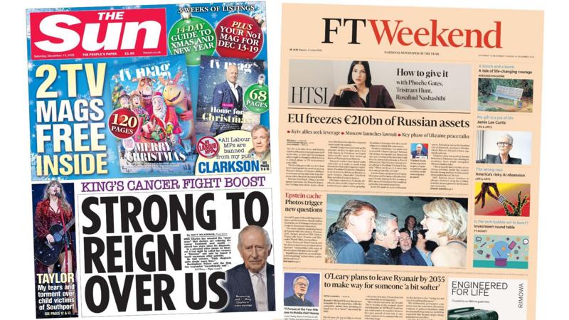 'King's cancer fight boost' and 'EU freezes' Russian assets