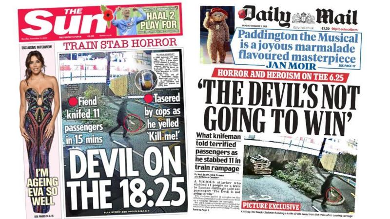 'Train stab horror' and 'Devil not going to win'