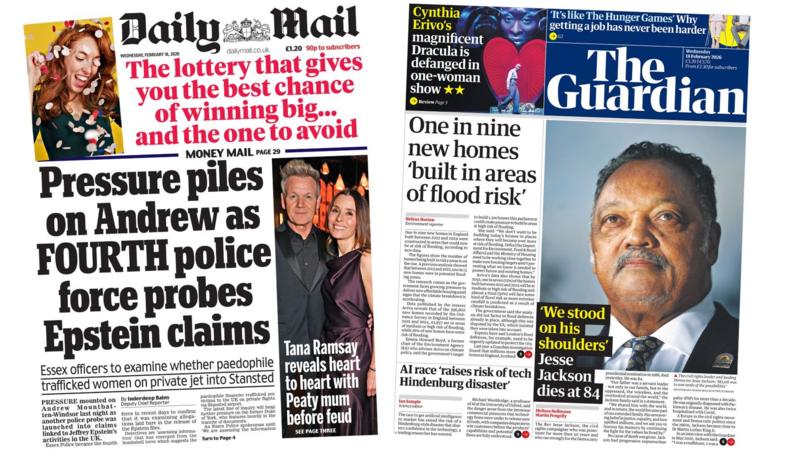 The Papers: 'Pressure piles on Andrew' and 'Jesse Jackson dies at 84'