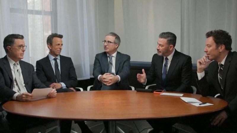 Colbert discusses his show’s end with late-night peers