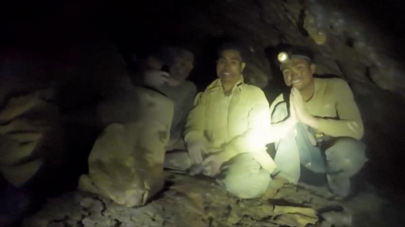 Watch: Moment rescuers find five people trapped in Laos cave