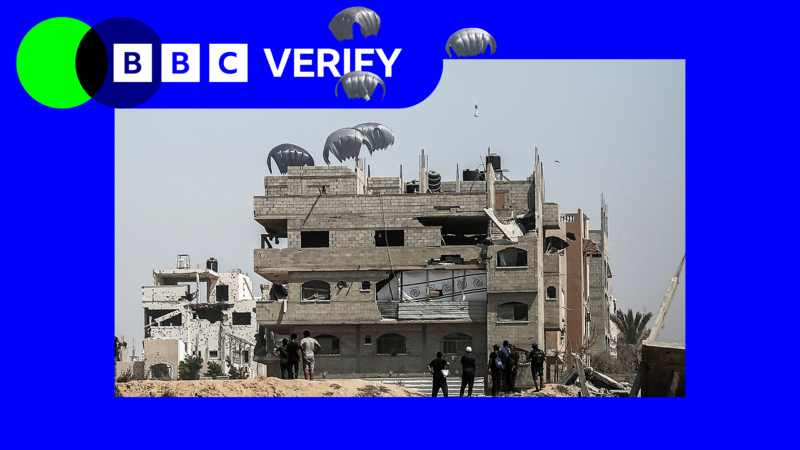 Gaza aid dropped into Israeli-designated danger zone, BBC Verify finds