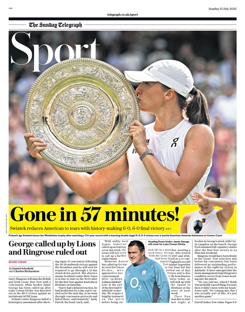 Sunday Telegraph sports section