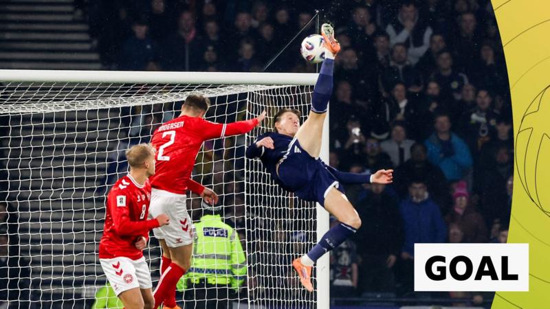 Stunning McTominay overhead kick gives Scotland lead over Denmark