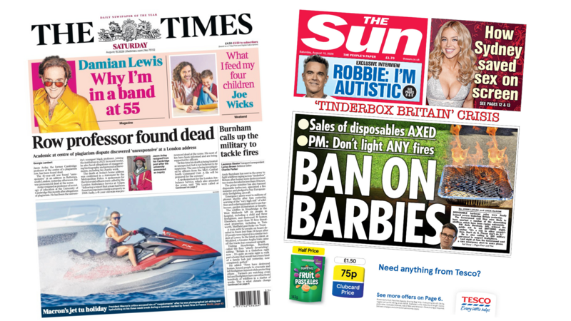 'Row professor found dead' and 'barbecue ban'