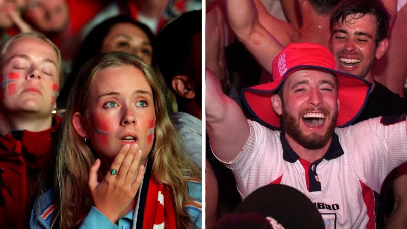 Watch fans react to every goal of England v Norway