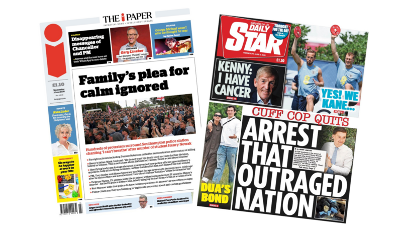 The Papers: 'Plea for calm ignored' and 'Arrest that outraged nation'