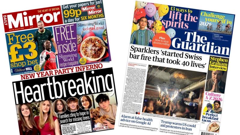 The Papers: 'Families cling to hope' after Swiss resort fire and 'Trump warns Iran'