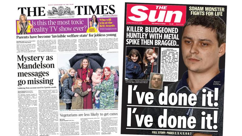 'Invisible welfare state' and 'Huntley fights for life'