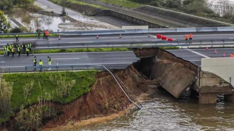 Driver killed and motorway collapses as storms hit France, Portugal and Spain