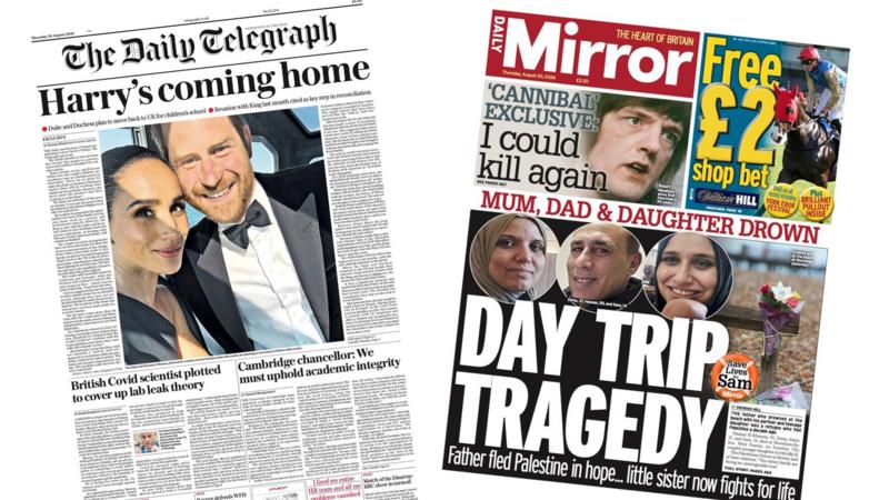 'Harry's coming home' and 'Day trip tragedy'