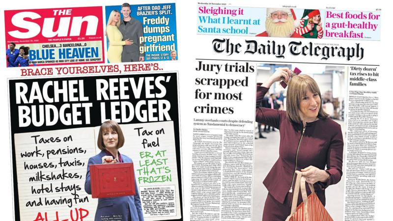 'Rachel Reeves' Budget Ledger' and 'Jury trials scrapped'