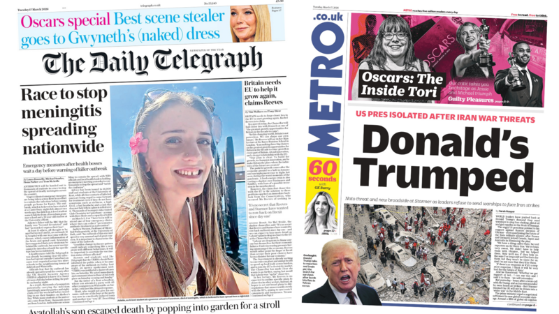 The Papers: 'Race to stop meningitis spreading' and 'Donald's Trumped'