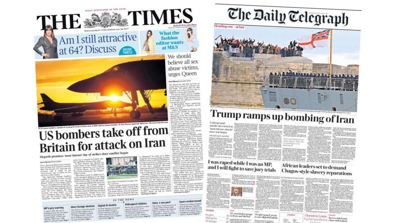 The Papers:  'US bombers take off' and 'Heading out - at last'