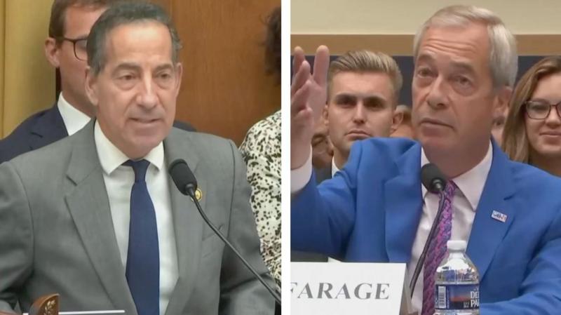 Watch: Nigel Farage and US congressman clash on freedom of speech